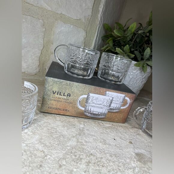 Godinger Villa set of 4 Espresso mugs - Picture 2 of 5
